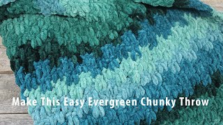 Evergreen Ombre Chunky Throw Crochet Blanket Pattern Tutorial Bernat Blanket Yarn [upl. by Ettenav]