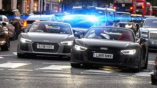 🚨 UNMARKED POLICE catches 2 RACING Audi R8s in London 👮 [upl. by Llerryt]