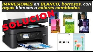 ✅SOLUCIÓN impresora imprime rayas lineas blancas no imprime todos los colores Epson Workforce y XP [upl. by Anitsrhc796]