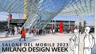 4K Milano Design Week 2023 Salone del Mobile  Fiera Milano Walk [upl. by Aratahs]