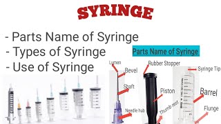 syringe  Types of Syringe  Parts Name of Syringe  Use of Syringe [upl. by Dalt652]