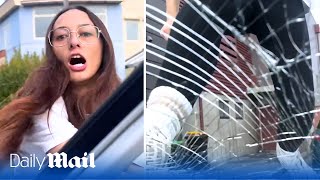 Shocking allfemale road rage attack is caught on camera [upl. by Selden]