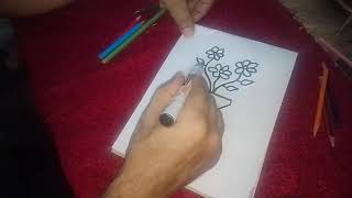 رسم زهرية ورد Drawing a rose vase [upl. by Brittne]