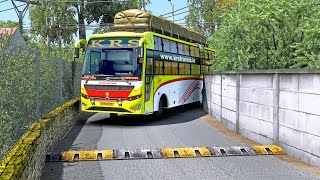 Bus Driving Expert Very Narrow Road Turning Skills U Turn IMPOSSIBLE [upl. by Lifton]