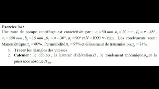 Série généralités sur les turbomachinesExercice  04 [upl. by Ybab]