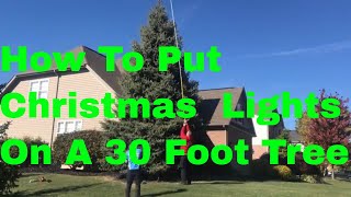 How To Hang Lights On A 30 Evergreen Tree From The Ground [upl. by Rosen]