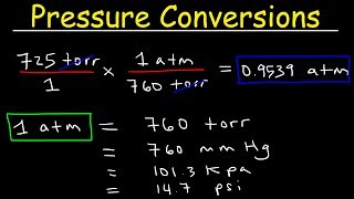 Gas Pressure Unit Conversions  torr to atm psi to atm atm to mm Hg kpa to mm Hg psi to torr [upl. by Trisa]