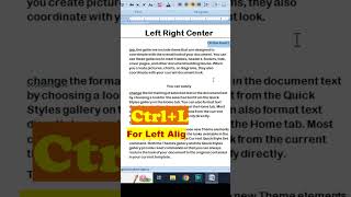 Text Alignment best shortcut Keys 💻💻🖱🖱🗄🗄 microsoftword shortcutkeys [upl. by Akere707]