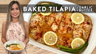 BAKED TILAPIA WITH GARLIC BUTTER  Easy Baked Tilapia Recipe [upl. by Buford]