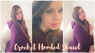 CROCHET HOODED SHAWLWRAP  Crochet Easy Wrap with hood tutorial amp free pattern [upl. by Lalat]