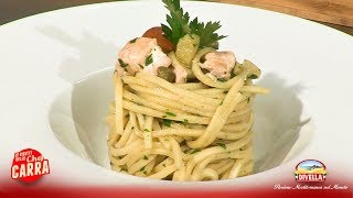 Ricetta Troccoli con salmone melanzane dello Chef Carra  Divella [upl. by Lakim]