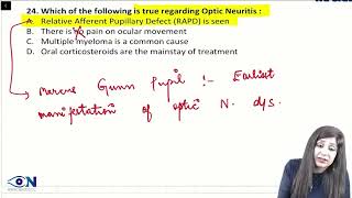 Optic neuritis inicet pyq [upl. by Atnoid647]