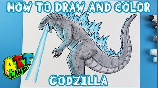 How to Draw and Color GODZILLA [upl. by Adekam1]