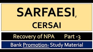 SARFAESI CERSAI FULL DETAIL IN HINDI  Bank PromotionJAIIB [upl. by Fran]