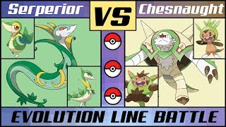 SERPERIOR vs CHESNAUGHT Evolution Line Battle Pokémon SunMoon [upl. by Ytissac]