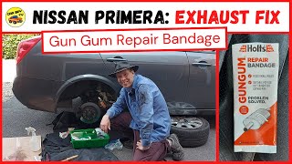 Nissan Primera P12 Exhaust Fix Holts Gun Gum Repair Bandage [upl. by Ayt888]