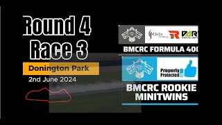 Bemsee Donington Park Race 2 Sunday BMCRC Formula 400 amp BMCRC Rookie Minitwins 2nd June 2024 [upl. by Adnoloy]