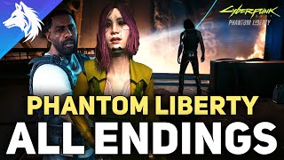 All 5 Phantom Liberty Endings  Reed Songbird Johnny V Outcomes Cyberpunk 2077 [upl. by Dhumma]