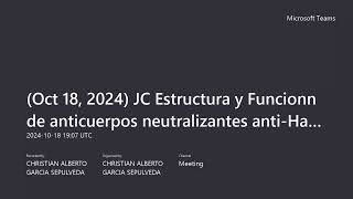 Journal Club Oct 18 2024 Estructura y Funcionn de anticuerpos neutralizantes anti Hantavirus [upl. by Natrav]