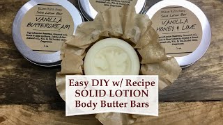 How to Make Easy DIY Solid Lotion Body Butter Massage BARS w Recipe  Ellen Ruth Soap [upl. by Zetnauq]