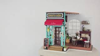 Robotime Simons Coffee DIY Dollhouse Kit [upl. by Euqinwahs975]