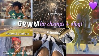 GRWM for champs  Vlog Wash hair routine Fireworks Skin care self care etc  Life with Abri [upl. by Hinkel196]