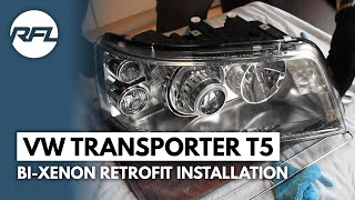 Volkswagen Transporter T5  Bixenon HID Projector Retrofit Headlight Upgrade tutorial DIY [upl. by Baiss]