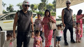 Gurmeet Choudhary and Debina Bonnerjee with their cute kids spotted at Mumbai Airport [upl. by Imyaj454]