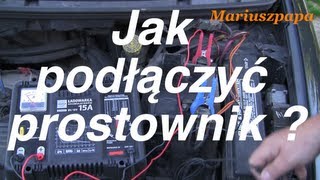 Jak podłączyć prostownik do akumulatora i go naładować Porady motoryzacyjne [upl. by Antonino]