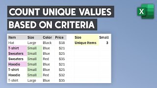 How to count unique values with criteria in Excel  Count unique items based on condition [upl. by Wincer]