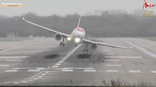 😱22 INSANE CROSSWIND Landings During Storm Bert at London Gatwick [upl. by Laira]