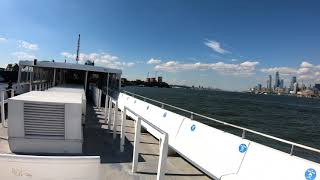 Manhattan to NJ Ferry Hoboken Terminal Downtown Hoboken Jersey City Skyline from the Hudson River [upl. by Kcirdez]