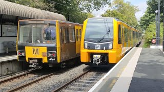 Tyne amp Wear Metro 4023 and 4046 depart and Tyne amp Wear Metro Class 555005 enter Ilford Road [upl. by Alasteir]