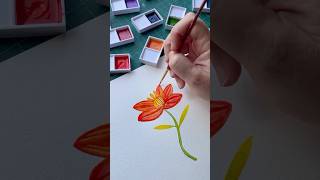 🌼 Simple flower illustration with watercolor watercolorpainting handpaintedflorals floralart 🌼 [upl. by Peterson515]