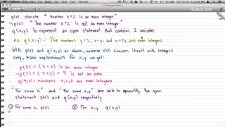 Discrete Math 1  Tutorial 36  Quantifiers Open Statements Universes [upl. by Giulietta721]