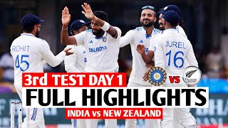 IND vs NZ 3rd Test Day 1 Highlights 2024  IND vs NZ Test Highlights [upl. by Laon476]