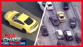 WILD POLICE CHASE Mustang drives recklessly on LA freeways  Car Chase Channel [upl. by Einnahc552]