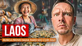 A comida infernal do Laos Mistura de insetos sopa de sangue fresco e carne de búfalo [upl. by Oivaf]