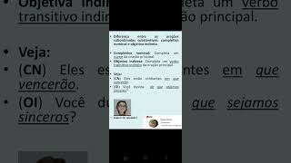 Diferença entre as orações substantivas completiva nominal e objetiva indireta [upl. by Hutner]