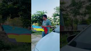 Mere car ki mirror ke upper patang gira hua tha 😍🪁kiteflying kites patang patangbazi [upl. by Irot]