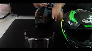 HJC RPHA 11 Pro Carbon Bleer Helmet visor and antifog installation [upl. by Mlehliw]