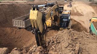 Caterpillar 365C L Excavator Loading Trucks With 3 Passes [upl. by Latashia158]