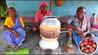 APPLE WINE MAKING  village style apple wine making by our grandfather amp grandmother  desi daru [upl. by Hessney]