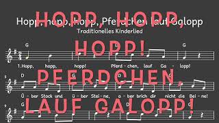 Lied Hopp hopp hopp Pferdchen lauf Galopp Kinderlied  Melodie Akkorde NotenText [upl. by Aihsenad]