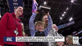 5th grader gets surprise gift at SLC Stars game [upl. by Staffard]