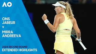 Ons Jabeur v Mirra Andreeva Extended Highlights  Australian Open 2024 Second Round [upl. by Ikila278]