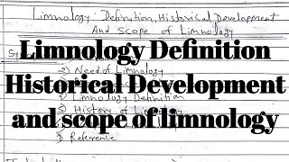 Limnology Definition  Historical Development And Scope Of Limnology [upl. by Flyn]