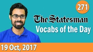 ✅ The Statesman Vocabulary 19th Oct 2017  Learn 10 New Words with Tricks  Day271 [upl. by Leggat170]