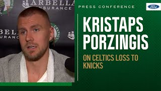 POSTGAME PRESS CONFERENCE Kristaps Porzingis talks loss to Knicks preparing for playoffs [upl. by Eniffit]