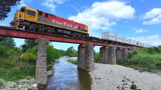 Freight trains in Otago  New Zealand  by Drone [upl. by Nerte189]